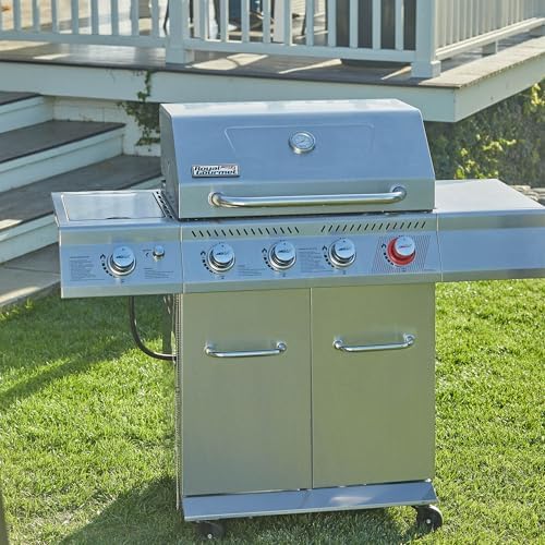 Royal Gourmet 4-Burner BBQ Cabinet Style Gas Grill with Side Burner, Silver - Image 2