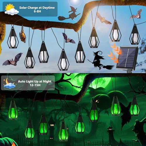 Solar String Lights for Outside, 33Ft Solar Patio Light with 15 Flickering - Image 3