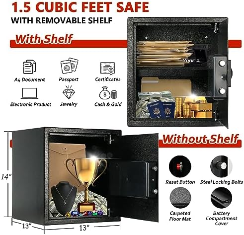 Voncabay Money Safe Box for Home with Digital Keypad, 1.5 Cu. Ft., Black - Image 4