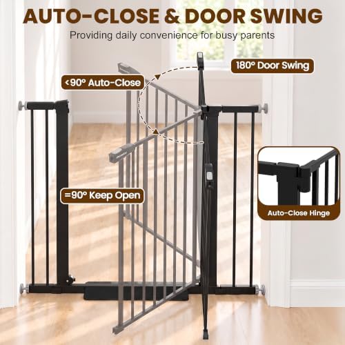 Mumeasy Baby Gate with Door, 26-40" Pressure Mounted Dog Gate for Doorways - Image 6