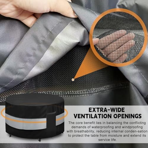 Round Patio Furniture Cover Black&Grey for 42 D x 28 H Inch - Image 3