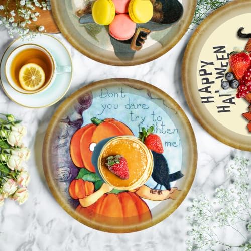 50pcs Halloween Party Supplies Ghost Spooktacular Halloween Paper Plates 7" Cartoon Pumpkin Retro Halloween Plates for Haunted House Themed Boo Pumpkin Birthday Party Decorations (Colorful) - Image 2
