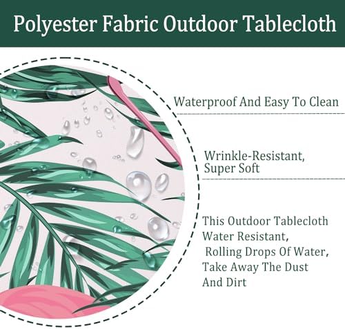 Round Outdoor Tablecloth with Umbrella Hole Umbrella Tablecloth Patio Tablecloths with Zipper for Courtyards, Terraces, and Beaches 60 in - Image 5