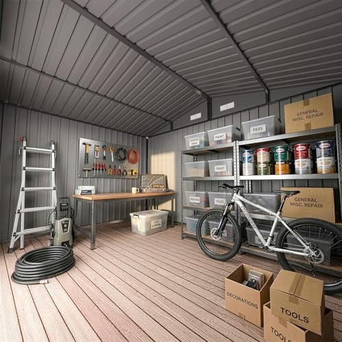 UDPATIO 10X8 FT Outdoor Storage Shed, Metal Shed for Patio&Garden,Grey - Image 3