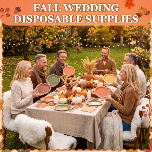 Roshtia 120 Pcs Fall Plates and Napkins Set, Serves 60 - Image 3