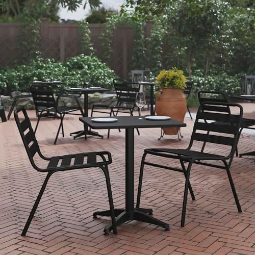 Flash Furniture 23.5 in Indoor/Outdoor Square Table with Base, Black - Image 2