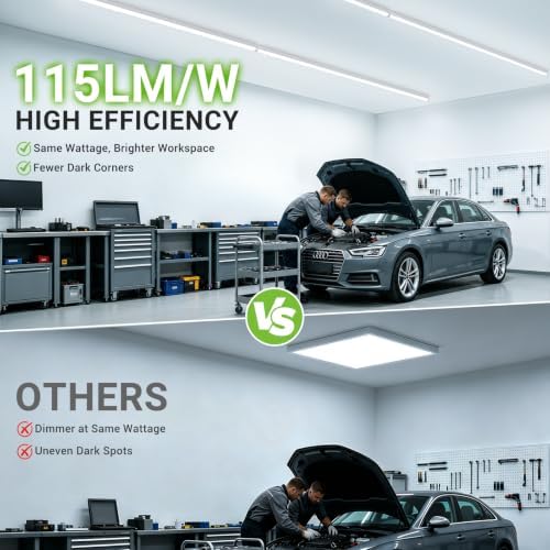 (8 Pack) 4FT LED Shop Lights, 2300LM 6500K Bright White, 20W Linkable Shop Lights, Plug in Shop Lights with ON/Off Switch for Garage Workshop Basement Cabinet, Fluorescent Light Fixtures Replacement - Image 5