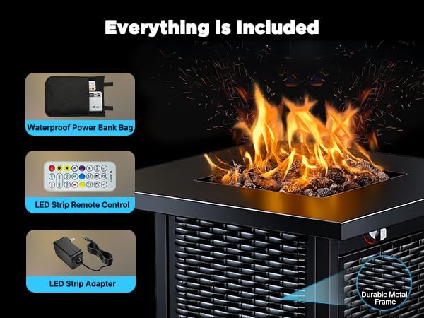Ciays 28" Smart Propane Fire Pit, 50,000 BTU CSA Certified with App Control & RGB Music-Sync Lighting, Outdoor Gas Fire Table for Patio Backyard Garden with Lava Rocks - Image 3