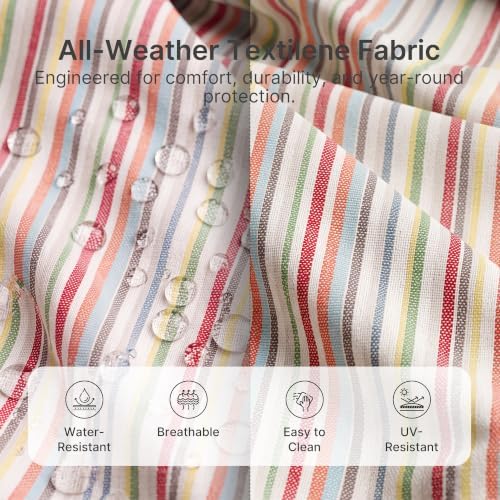 Ahomly 4-Piece Patio Furniture Set, Textile Conversation Set, Stripe - Image 3