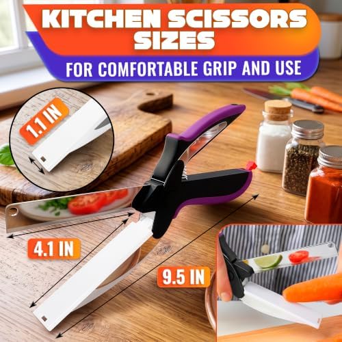 2 in 1 Kitchen Scissors for Food with Cutting Board, Safety Lock - Image 2
