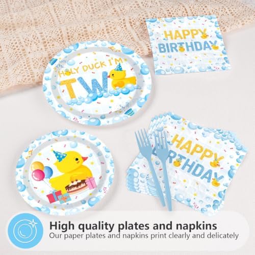 96Pcs Holy Duck Im Two Birthday Party Decorations, Serves 24 - Image 3