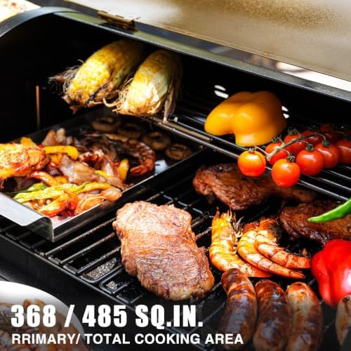 KingChii Electric Detachable Split Wood Pellet Grill Smoker, 485.5 SQ.IN Multi-Layer Surface, PID 180-425°F Temp Control, Foldable Wheeled Portable Design, 8-in-1 BBQ Grill for RV Camping Tailgating - Image 2