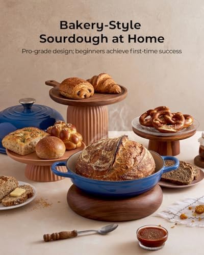 9.5-Inch Enameled Cast Iron Sourdough Bread Oven, Dome Lid, Blue - Image 2