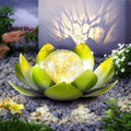 Huaxu Solar Lights Outdoor Garden Decoration Crackle Globe Glass Waterproof LED Metal Green Lotus Flowers Gift for Mom,Women,Patio,Lawn,Walkway,Tabletop,Ground by Huaxu