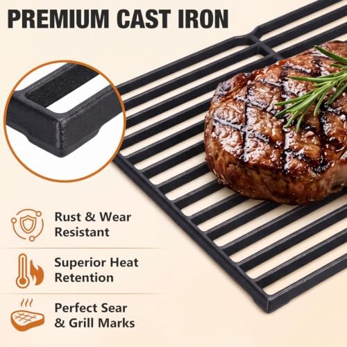 QuliMetal 15" Cast Iron Grill Grates for Weber Spirit 200 Side Control - Image 3