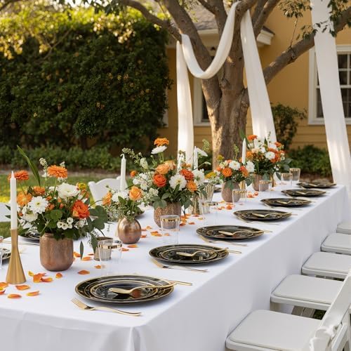Fijinhom 175Pcs Black Gold Disposable Plates, Plastic Plates for 25 Guests - Image 3