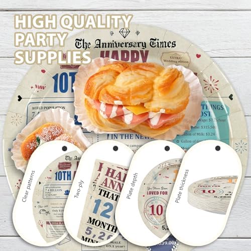 96Pcs Retro 10th Anniversary Party Decorations, Serves 24 - Image 6