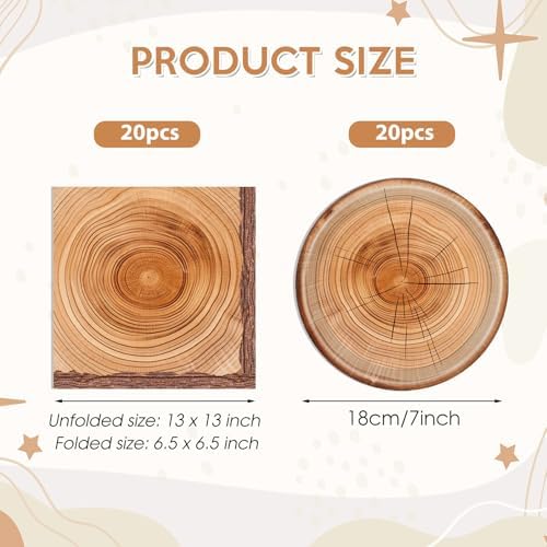 40PCS Hunting Camping Party Supplies Set Wood Grain Paper Plates Napkins - Image 2