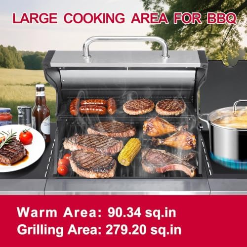 3-Burner Propane Gas Grill with Side Burner for Outdoor BBQ - Image 3