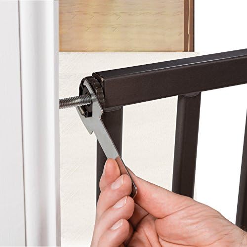Summer Infant Anywhere Decorative Walk-Thru Pet and Baby Gate, 28” - 42.5” Wide, 30" Tall, Pressure Mounted, Insall In-between Rooms and Doorways, Walnut Wood with Metal Charcoal Accents - Image 5