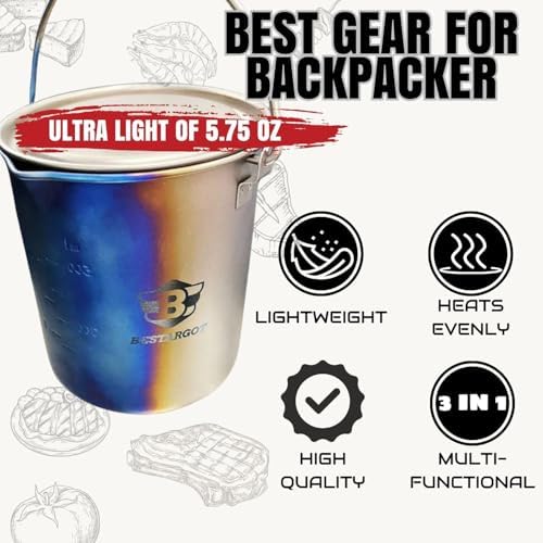 Bestargot 750ml Camping Titanium Pot, Includes a heat-insulating cup sleeve - Image 4