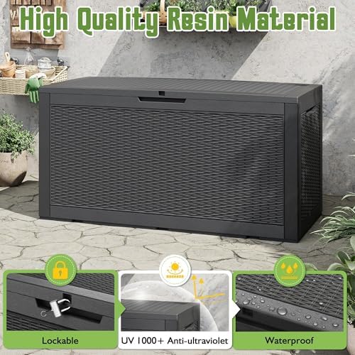 Outdoor Storage Waterproof Deck Box for Patio (120 Gallon, Black) - Image 4