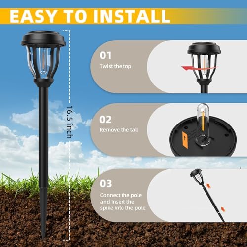 DERAYSION 12 Pack Solar Lights Outdoor, Waterproof LED Solar Pathway Lights - Image 7