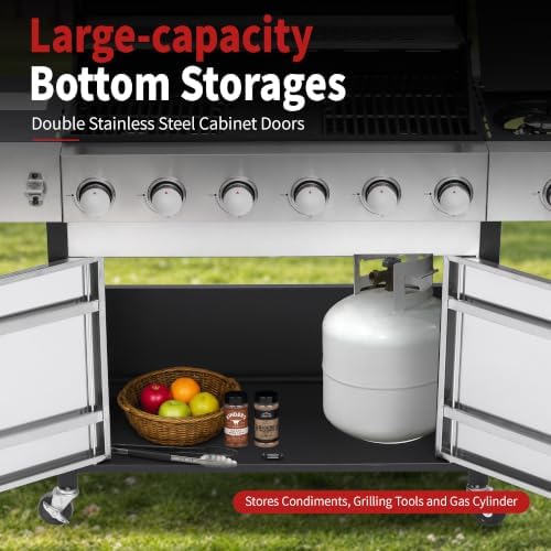 6-Burner Propane Gas Grill with Cast Iron Grates and Griddle - Image 7