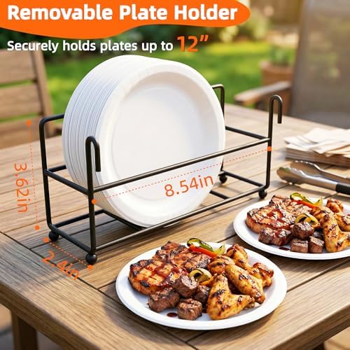 Grill Caddy with Paper Towel Holder, BBQ Caddy for Outdoor Grill, Camping Essentials Picnic Condiment Utensil Organizer, RV Camper Must-Have, Grilling Gifts for Men - Image 6