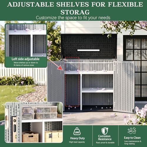 Outdoor Storage Shed Resin Waterproof Storage Cabinet for Patio Garden - Image 4