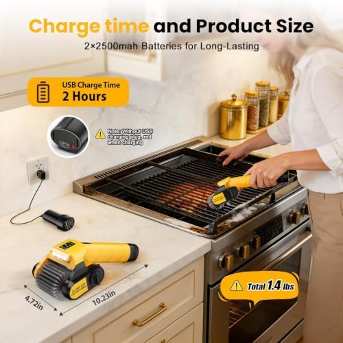Electric Grill Brush, 5000mAh, 350-Min Runtime,800RPM Cordless BBQ Cleaner - Image 6