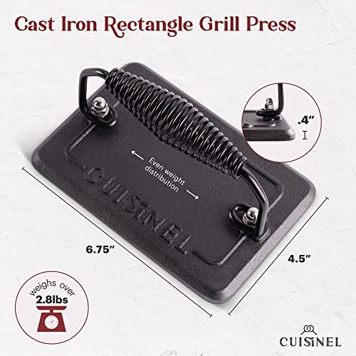 Cuisinel Cast Iron Griddle/Grill + Burger Press + Pan Scrapers - Reversible Pre-Seasoned 16.75" X 9.5"-inch Dual Handle Flat Skillet and Griller Pan + Cleaning Accessories - Indoor/Outdoor Stove Safe - Image 4