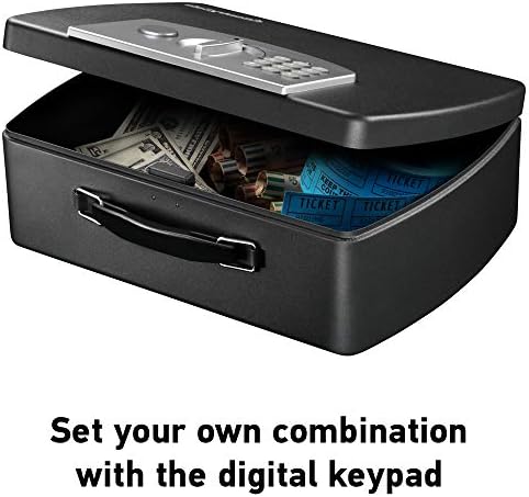 SentrySafe Portable Black Safe Box with Digital Keypad Lock, Small Steel Travel Safe with Carrying Handle for Money, Passport, 0.21 Cubic Feet, 4.4 x 13 x 10 Inches, P021E - Image 4