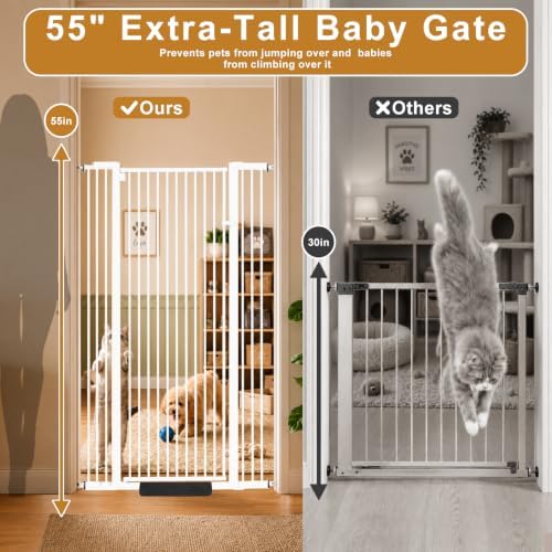 YZHDUXIU 55" Extra Tall Cat Gate, 29.92"-43" Wide Adjustable Pet Gate - Image 2