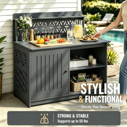 Outvita Outdoor Storage Cabinet PVC 2-in-1 Workstation - Image 4