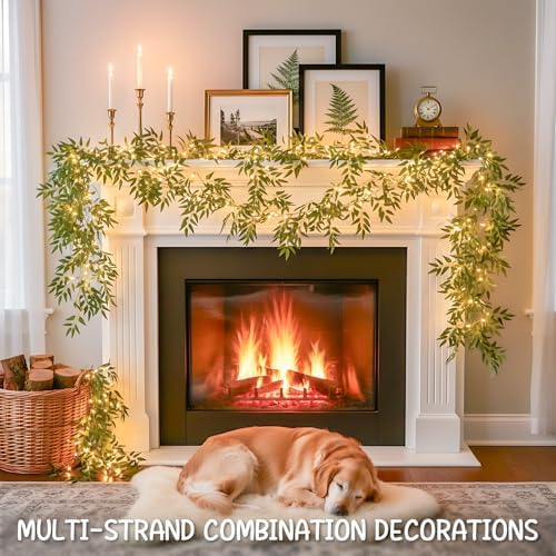 suddus 13.1FT 40LED Willow Vine with Lights Battery Powered Copper Wire - Image 7