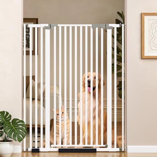 51" Extra Tall Cat Gate for Doorway, 30-41" Wide Auto Close Pet Gate with Extension Kits, No Drilling Pressure Mounted Dog Gate for Stairs, Doorways, Kitchen, Hallway by HomePage