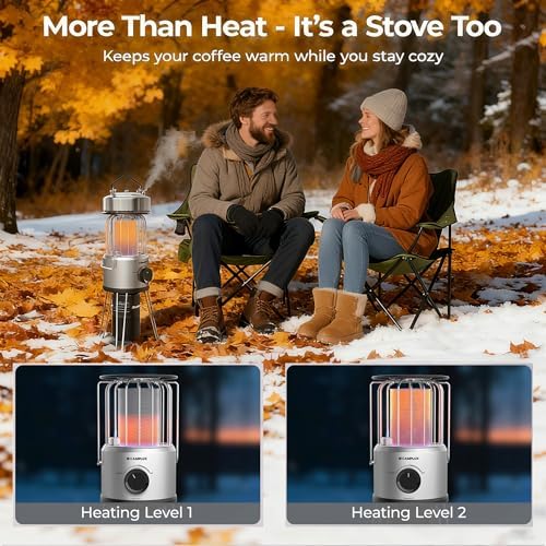 2 in 1 Propane Heater & Stove, CAMPLUX 8500 BTU Portable Propane Heater Indoor with Handle, Outdoor Gas Stove for Patio, Camping, Tent, Ice Fishing, Garage - Image 2