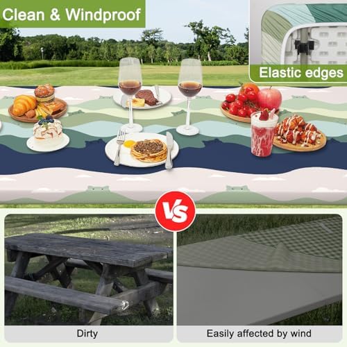 Picnic Table and Bench Cover Set, Waterproof Fitted Elastic Cloth - Image 5