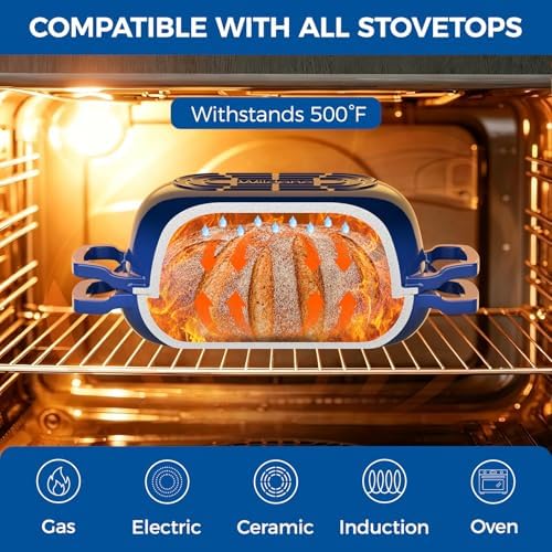 Wildone Enameled Cast Iron Dutch Oven Pot with Lid, Oval Bread Oven - Image 4
