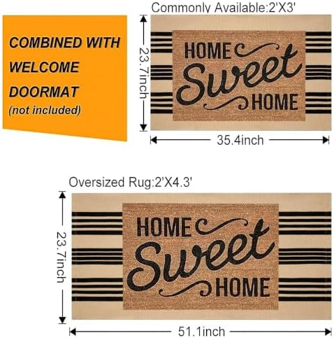 Fall Striped Outdoor Rug 2.3'x3.6',Washable Layered Doormat Porch Decor - Image 4