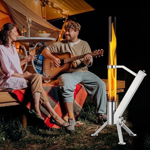CHARMELEON Stainless Steel Pellet Stove&Wood Pellet Fire Pits for Outside – 51In Wood Pellet Heater–Outdoor Fire Pit for Backyard – Fireplace for Camping Patio Garden Picnic(Glass Tube-39.3In) - Image 4