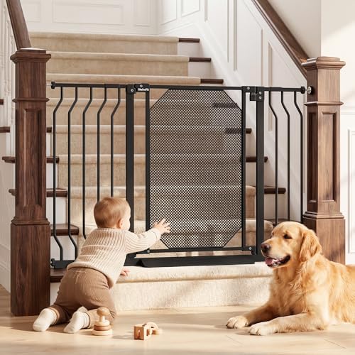 30-49" Baby Gate for Stairs, Auto Close Dog Gate Indoor, Black by Unknown