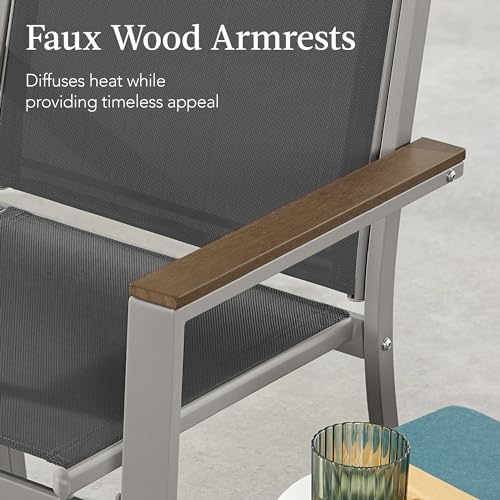 Best Choice Products 4-Piece Outdoor Textilene Patio Conversation Set, Backyard Furniture w/Loveseat, Coffee Table, Steel Frame - Taupe/Charcoal - Image 5