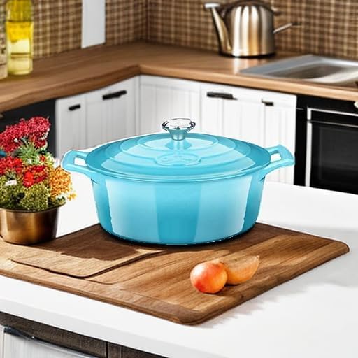 La Cuisine Enameled Cast Iron Oval Dutch Oven Casserole Pot with Lid 5 QT Internal Matte Black Enamel Coating for bread baking For GlassTop Oven-Safe 550°F/276°C 2-ToneTeal - Image 5