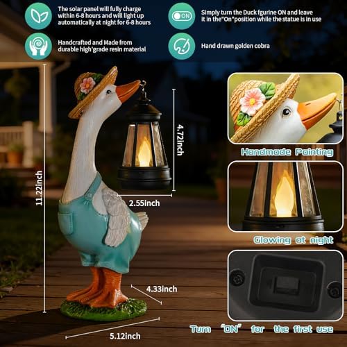 Solar Garden Statues Goose, Farmhouse Goose Outdoor Lawn and Garden Statue - Image 2