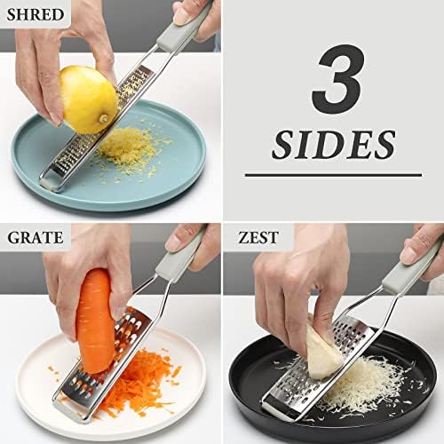 Cambom Cheese Grater Citrus Zester Lemon Zester Pack of 3-304 Stainless Steel - A Sharp Tool for Parmesan Cheese, Ginger, Garlic, Nutmeg, Chocolate, Vegetables，Fruits，Dishwasher Safe Clear - Image 2