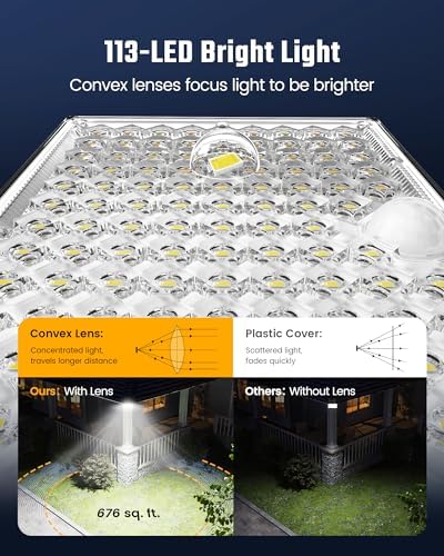 SUPERDANNY Solar Outside Lights with 113 Bright LEDs 7000K with 16ft Cable - Image 3