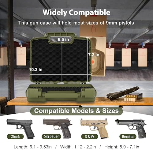 Kinghardcase 9mm Gun Case Lockable, TSA Approved Firearm Travel Case with TSA Lock, Pistol Case Hard Shell, Gun Safe for Handgun, Pistol, Revolver - Shockproof Gun Storage - Image 2
