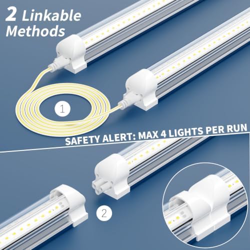 8-Pack 4FT T8 LED Shop Light, 42W 6300 Lumen 5000K Daylight, Linkable with Plug Shop Lights for Garage Ceiling Workshop Commercial Lighting, 4 Years Warranty - Image 3
